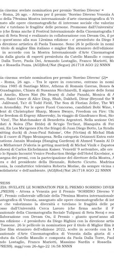 Rassegna Agi Italpress Ago 22